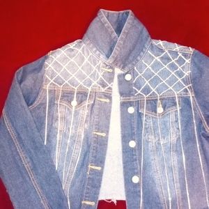 Denim Blvd jean jacket with rhinestones